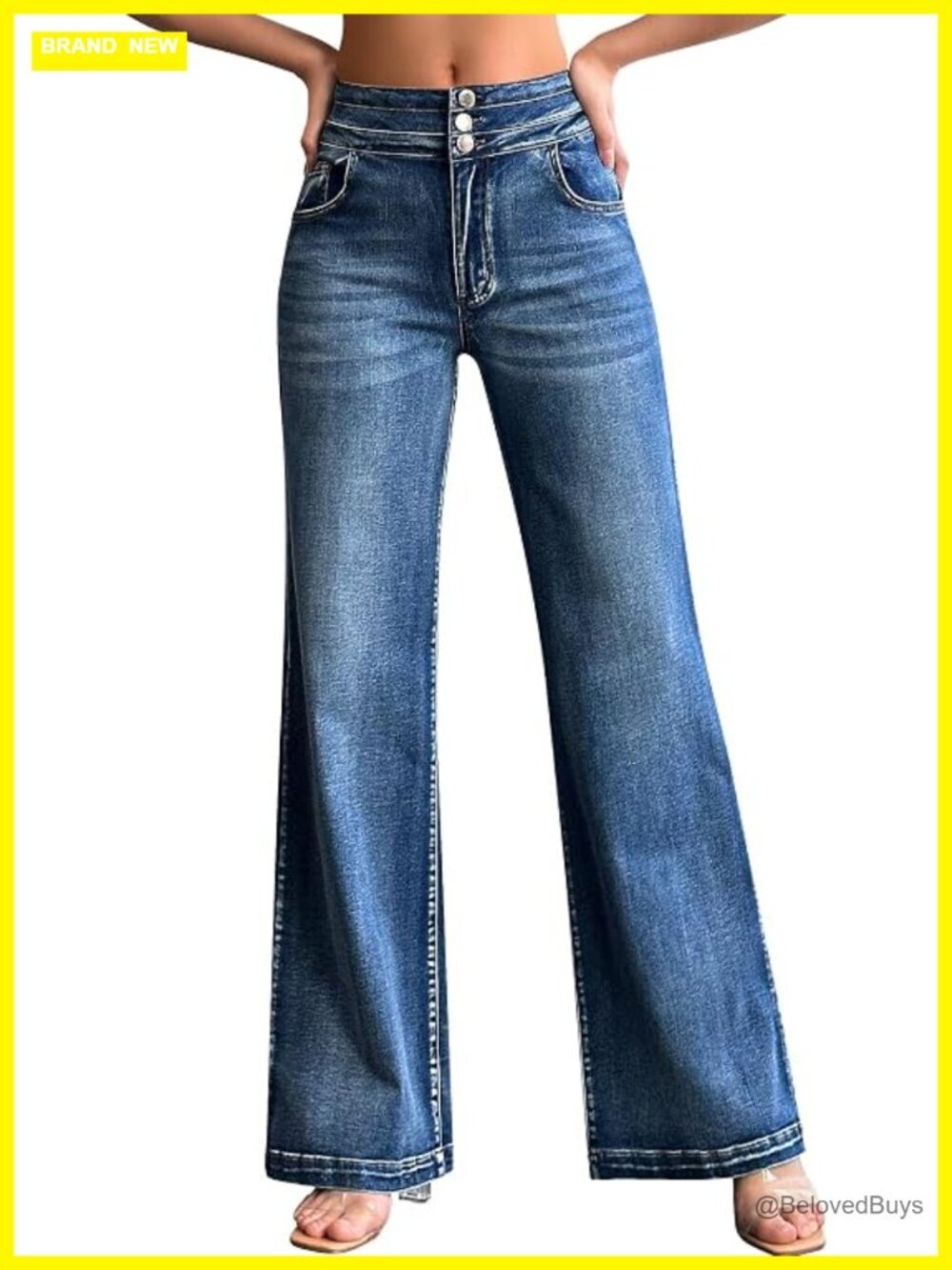 High Waisted Wide Leg Stretch Baggy Jeans Women Casual Denim Pants